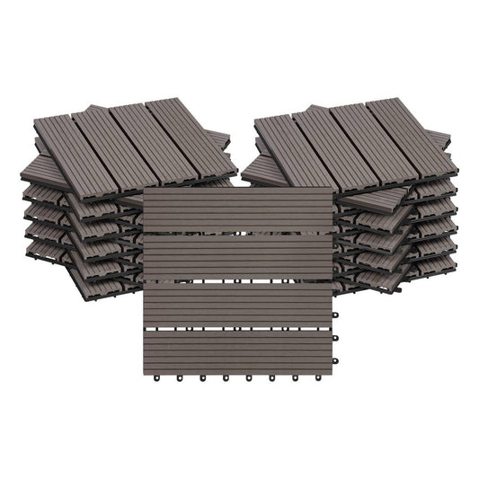 24goodz WPC Decking Tiles - Robust and Durable - Quick and Easy Installation - WPC - For Indoor and Outdoor Use - Coffee