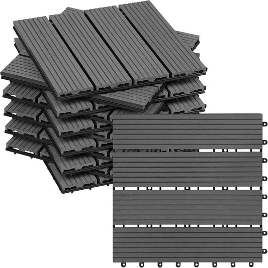 24goodz WPC Decking Tiles - Eco-Friendly Material - Easy Installation - WPC - For Indoor and Outdoor Use - Grey