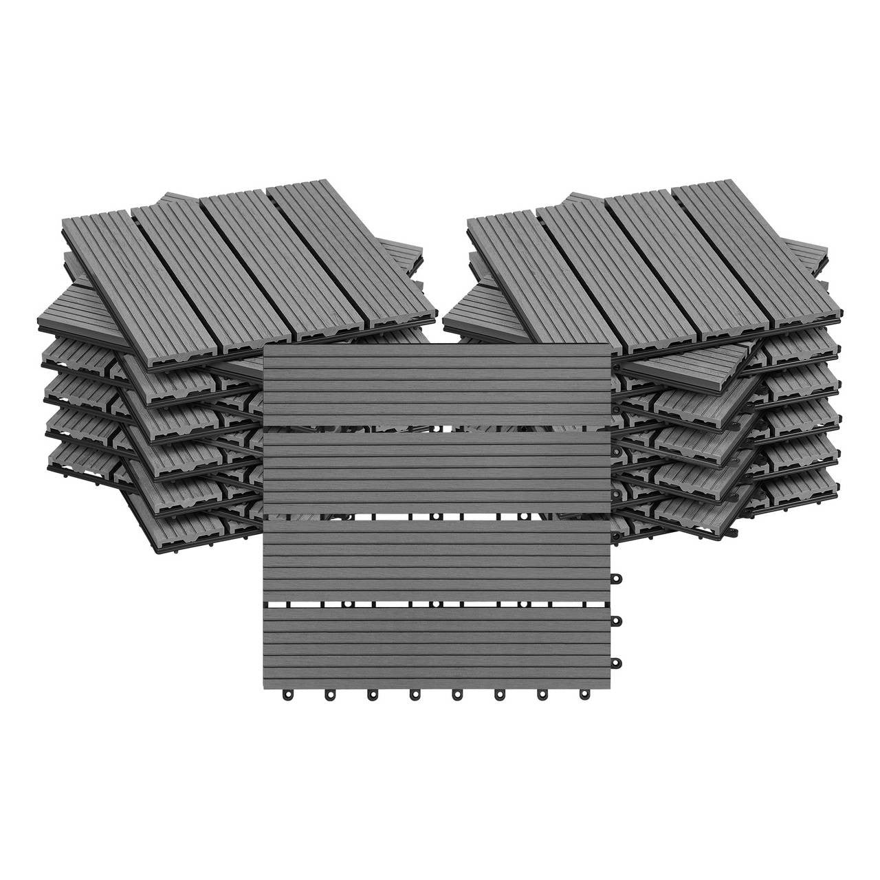 24goodz WPC Decking Tiles - Quick Installation - Weather Resistant - WPC - For Outdoor and Indoor Use - Light Grey - hgr