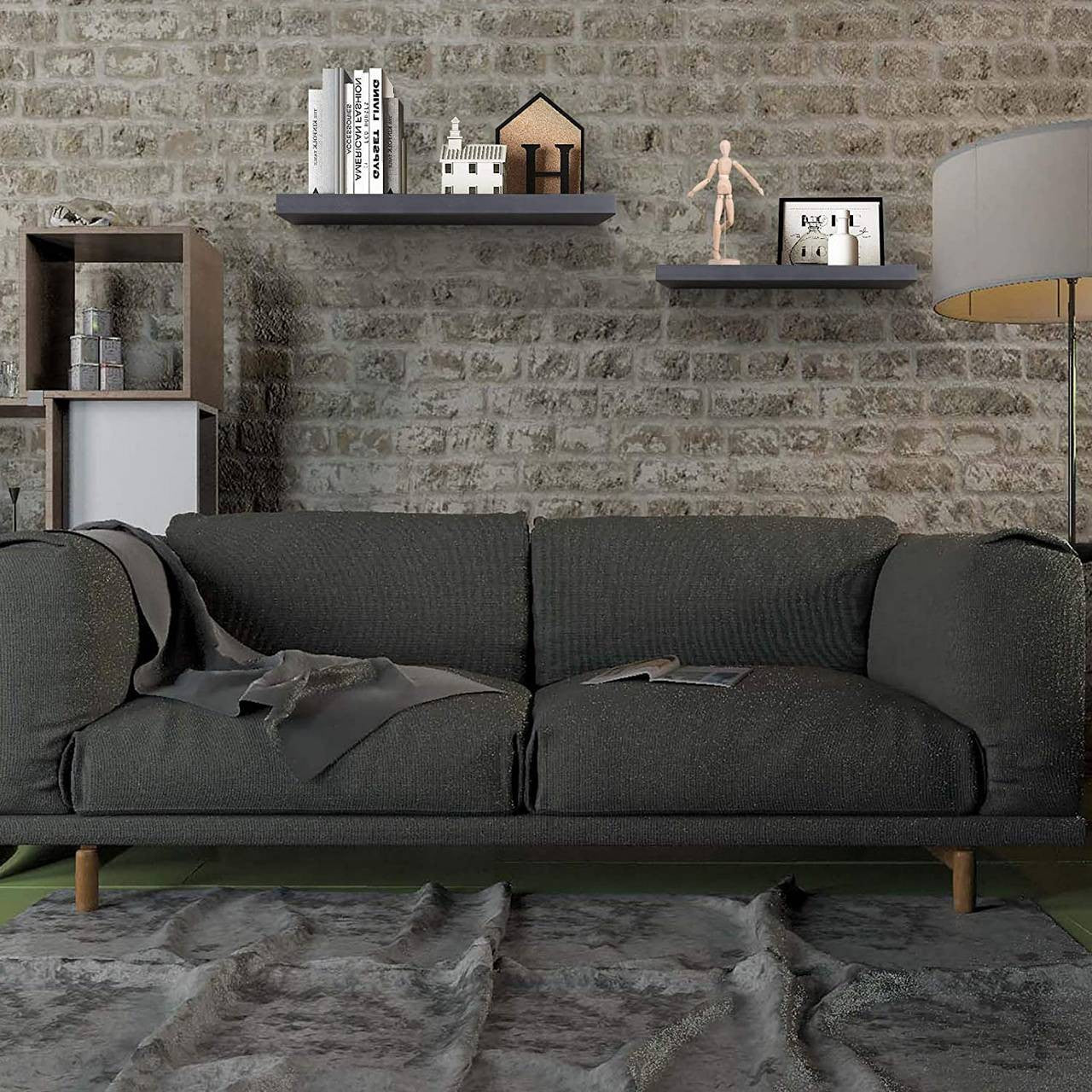 24goodz Wall Shelf - Space-Saving Design - Durable MDF - For Home Organization - Dark Grey 80x22.9x3.8cm - dgr