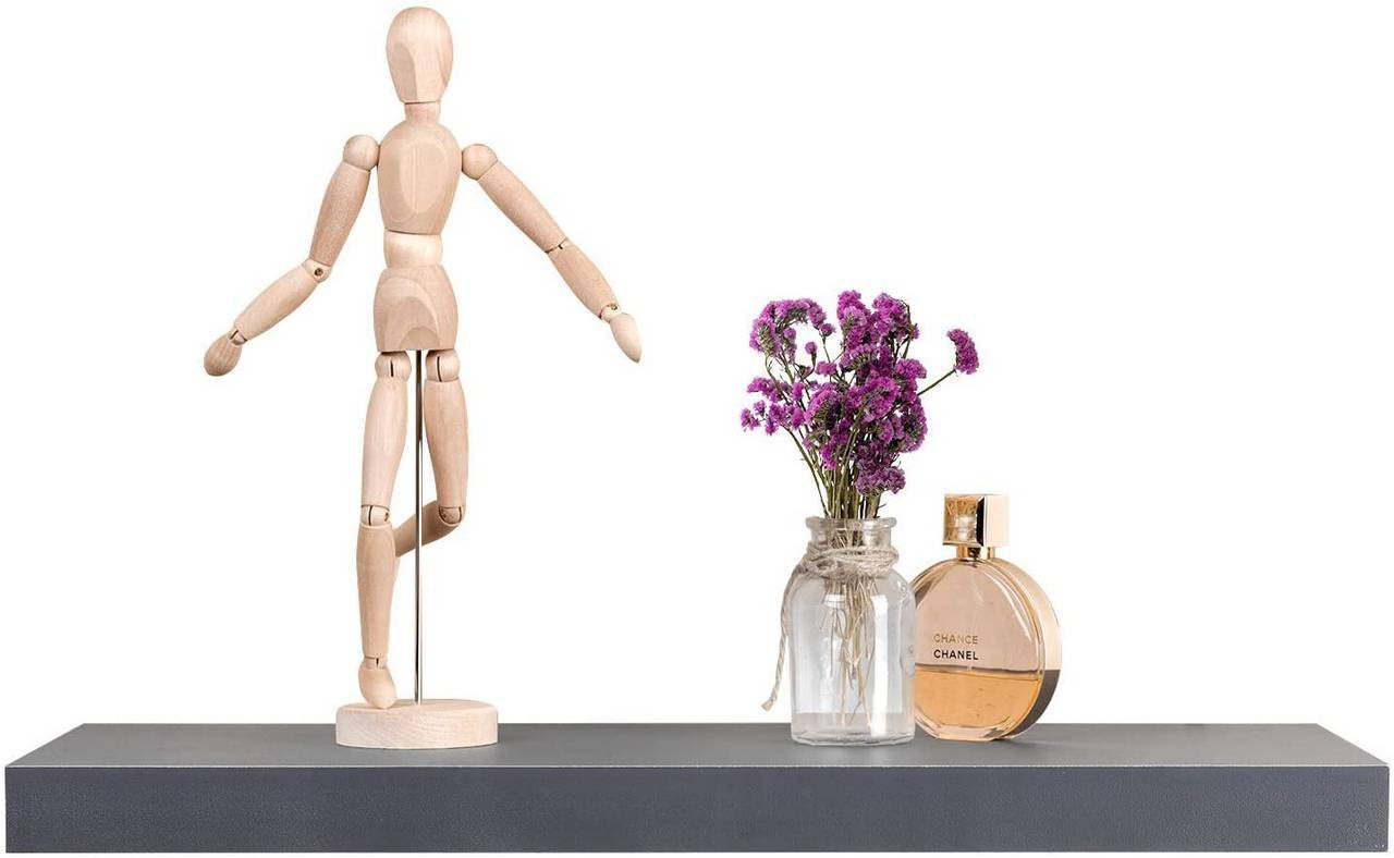 24goodz Wall Shelf - Space-Saving Design - Durable MDF - For Home Organization - Dark Grey 80x22.9x3.8cm - dgr