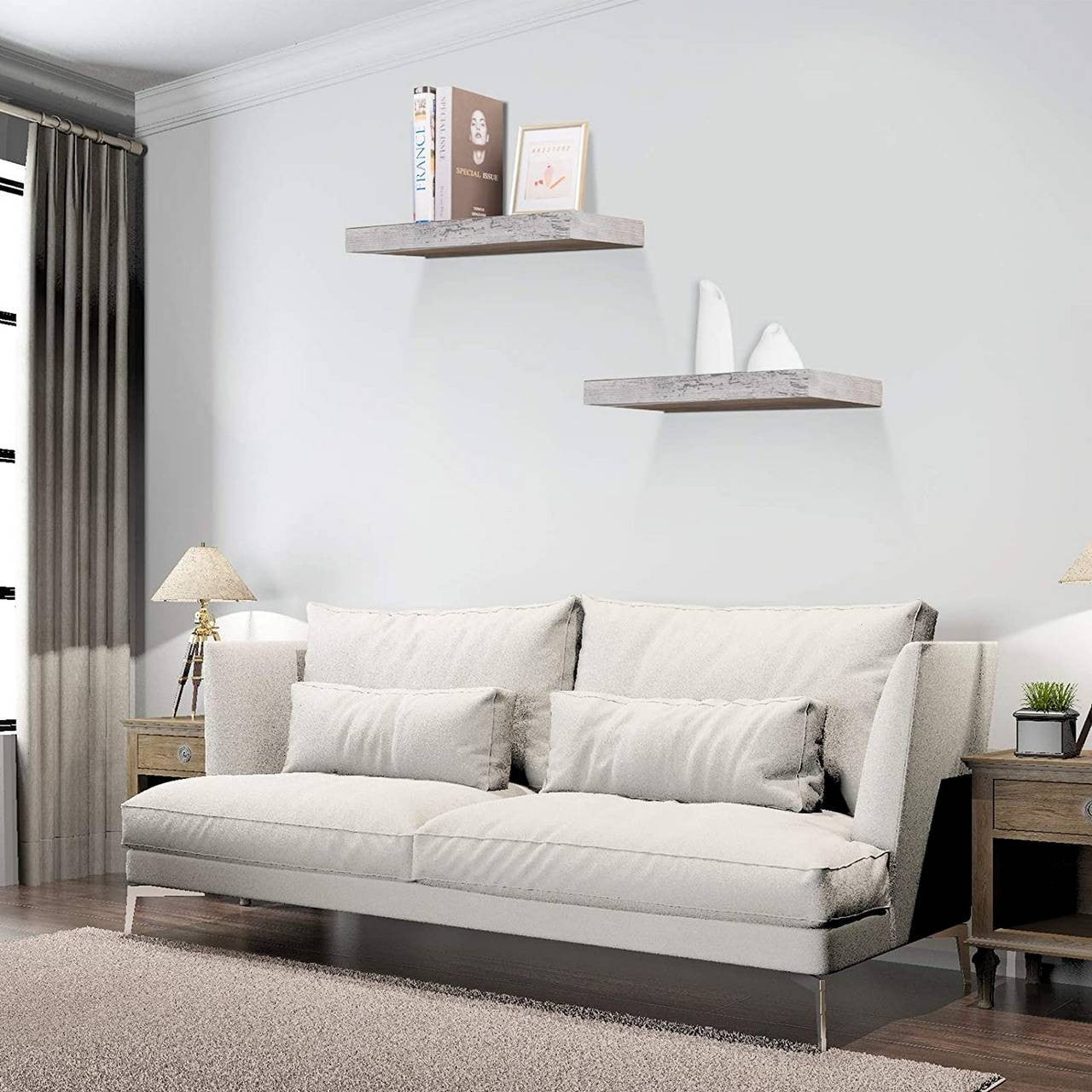 24goodz Floating Shelf - Elegant Design - Durable and Sturdy - MDF - For Home Organization - Grey Oak 80x22.9x3.8cm - grei