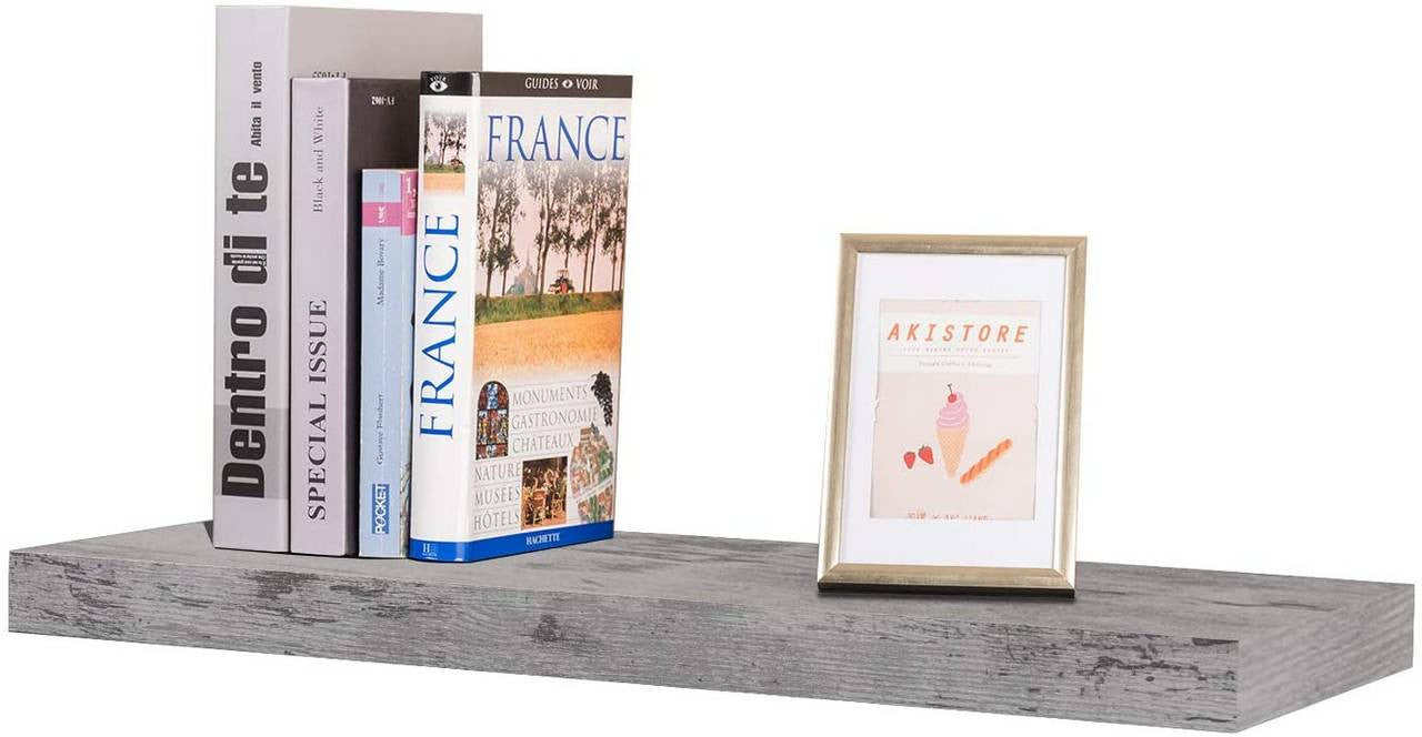 24goodz Floating Shelf - Elegant Design - Durable and Sturdy - MDF - For Home Organization - Grey Oak 80x22.9x3.8cm - grei