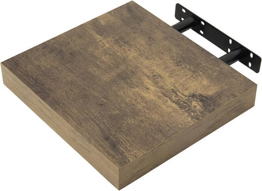 24goodz Floating Shelf - Elegant and Moisture-Resistant - MDF - For Home Organization - Vintage Brown 25x22.9x3.8cm - hov