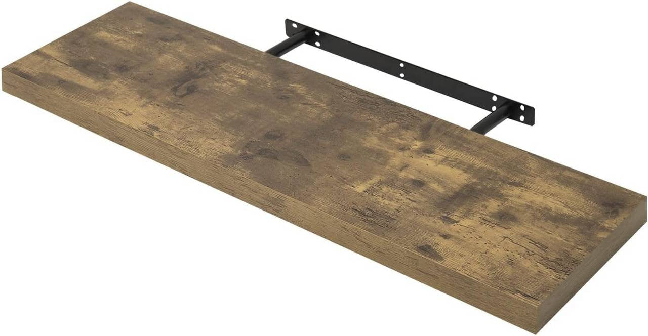 24goodz Floating Shelf - Elegant and Moisture-Resistant - MDF - For Home Organization - Vintage Brown 80x22.9x3.8cm - hov
