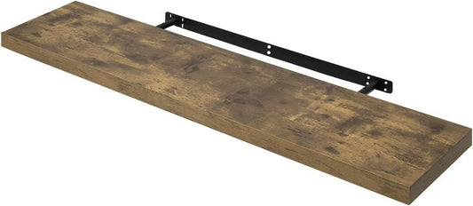 24goodz Floating Shelf - Stylish and Space-Saving Design - MDF - For Home and Office - Vintage Brown 110x22.9x3.8cm - hov