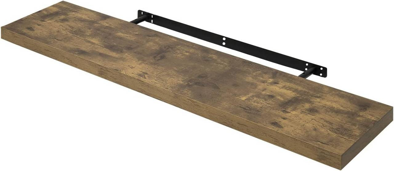 24goodz Floating Shelf - Elegant and Moisture-Resistant - MDF - For Home Organization - Vintage Brown 120x22.9x3.8cm - hov
