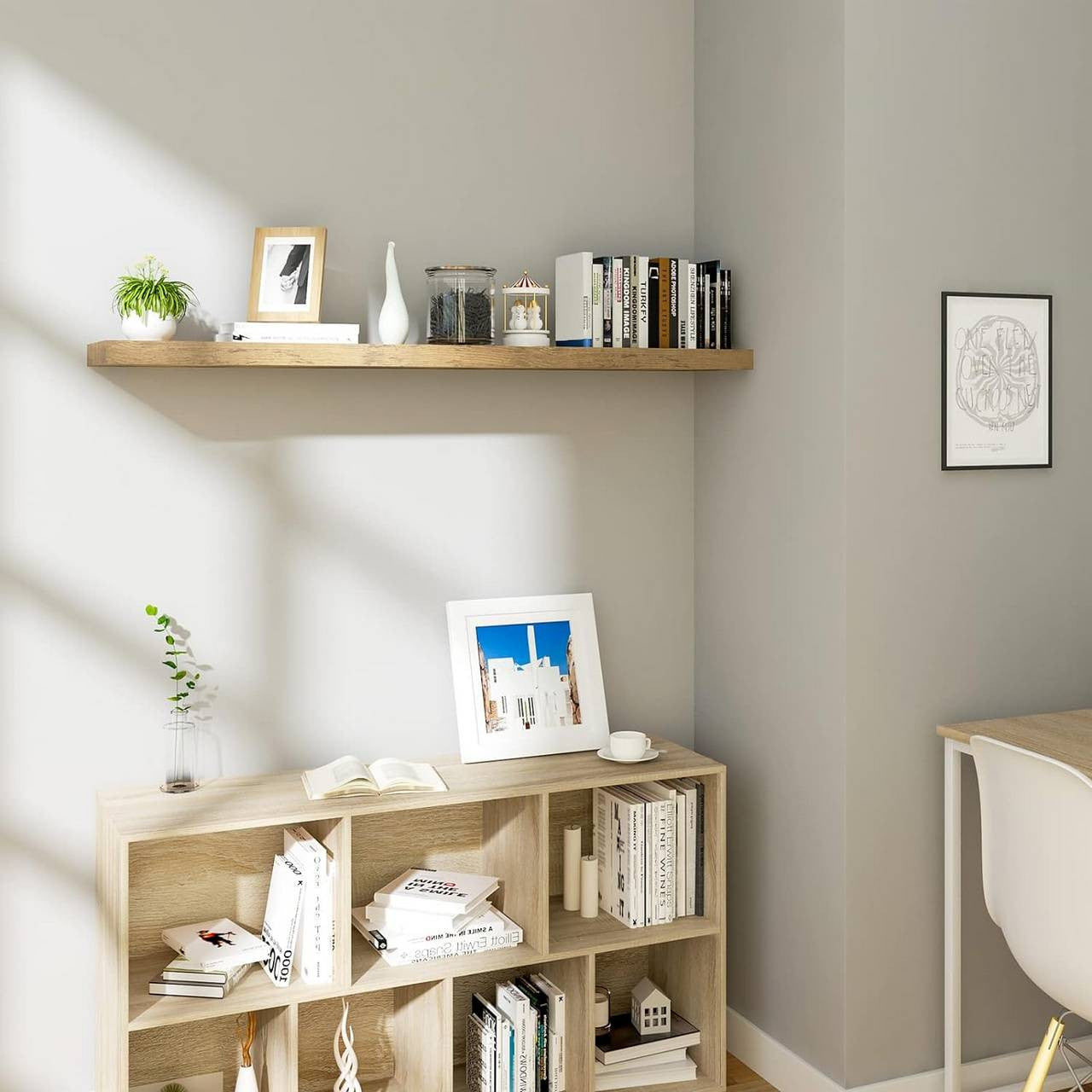24goodz Floating Shelf - Durable and Stylish - MDF - For Home Organization - Vintage Brown 40x22.9x3.8cm - hov