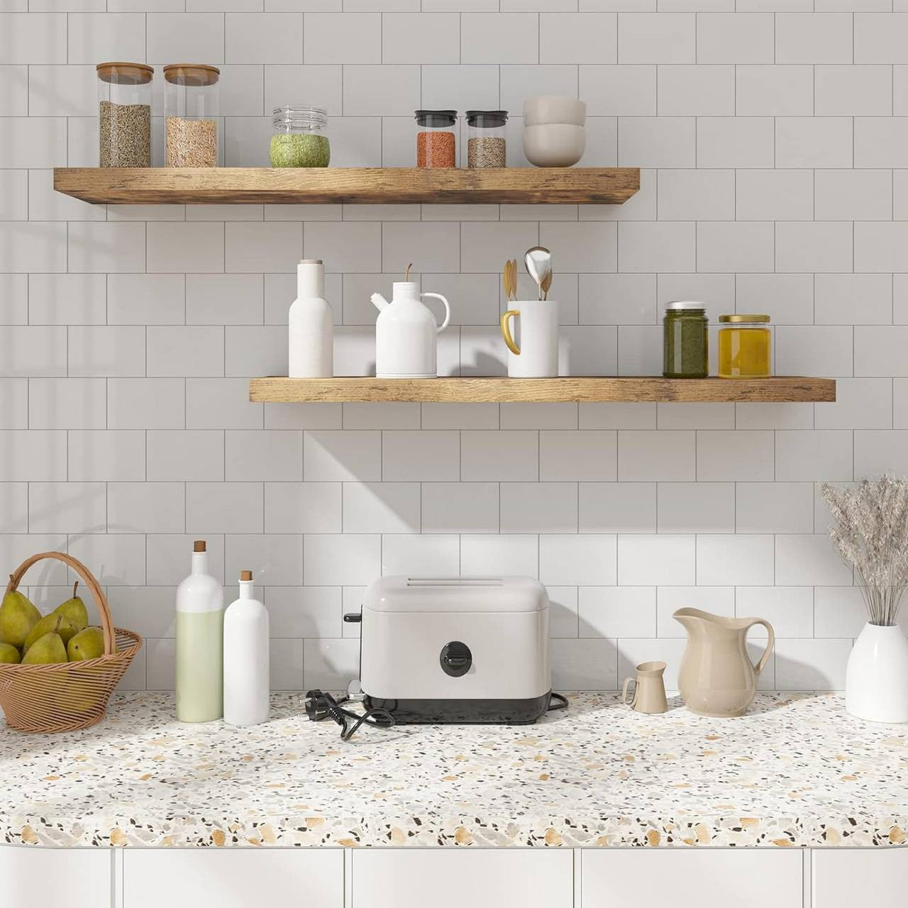 24goodz Floating Shelf - Elegant and Moisture-Resistant - MDF - For Home Organization - Vintage Brown 25x22.9x3.8cm - hov