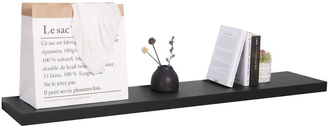 24goodz Floating Shelf - Elegant and Moisture-Resistant - MDF - For Home Organization - Black - 110x22.9x3.8cm - sz