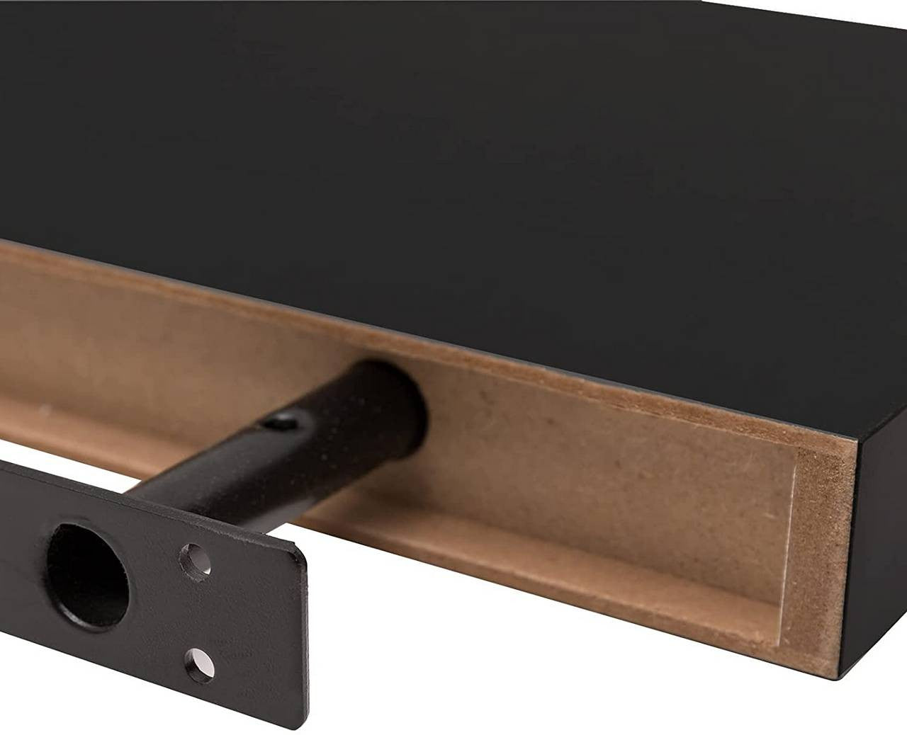 24goodz Floating Shelf - Elegant and Moisture-Resistant - MDF - For Home Organization - Black 100x22.9x3.8cm - sz