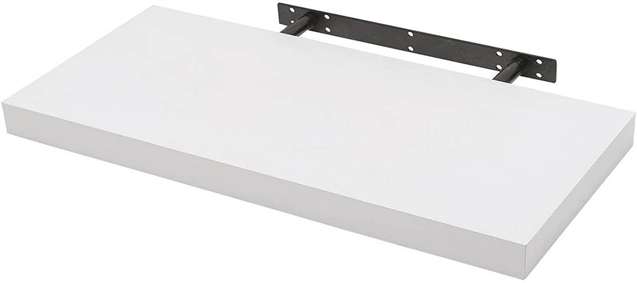 24goodz Floating Wall Shelf - Elegant and Moisture-Resistant - MDF - For Home Organization - White - 120x22.9x3.8cm - ws
