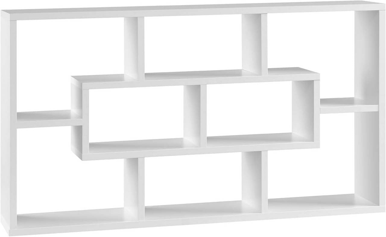 24goodz Wall Shelf with 8 Compartments - Stylish Storage Solution - Wood Material - For Home Organization - White - 85x48x16 cm