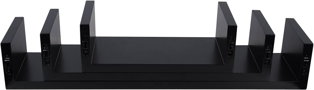 24goodz U-Shaped Floating Shelves Set - Stylish and Space-Saving - MDF - For Home Decor - Black - sz