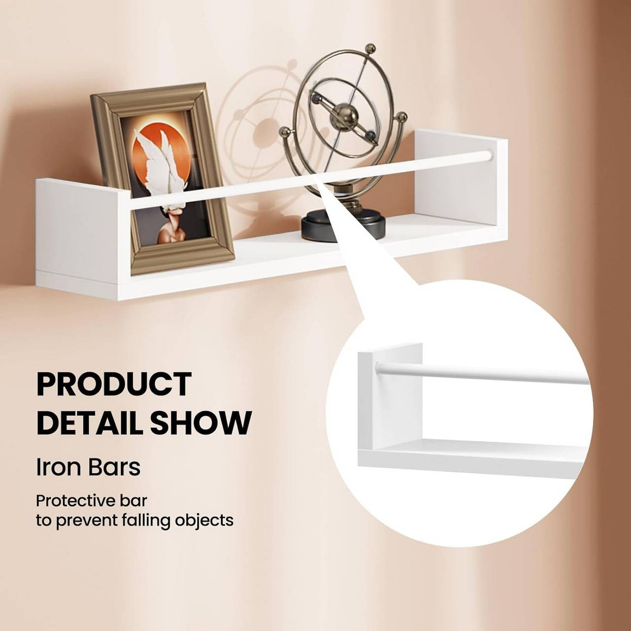 24goodz Floating Wall Shelf Set - Versatile and Space-Saving Design - E1 MDF - For Living Room and Bedroom - White