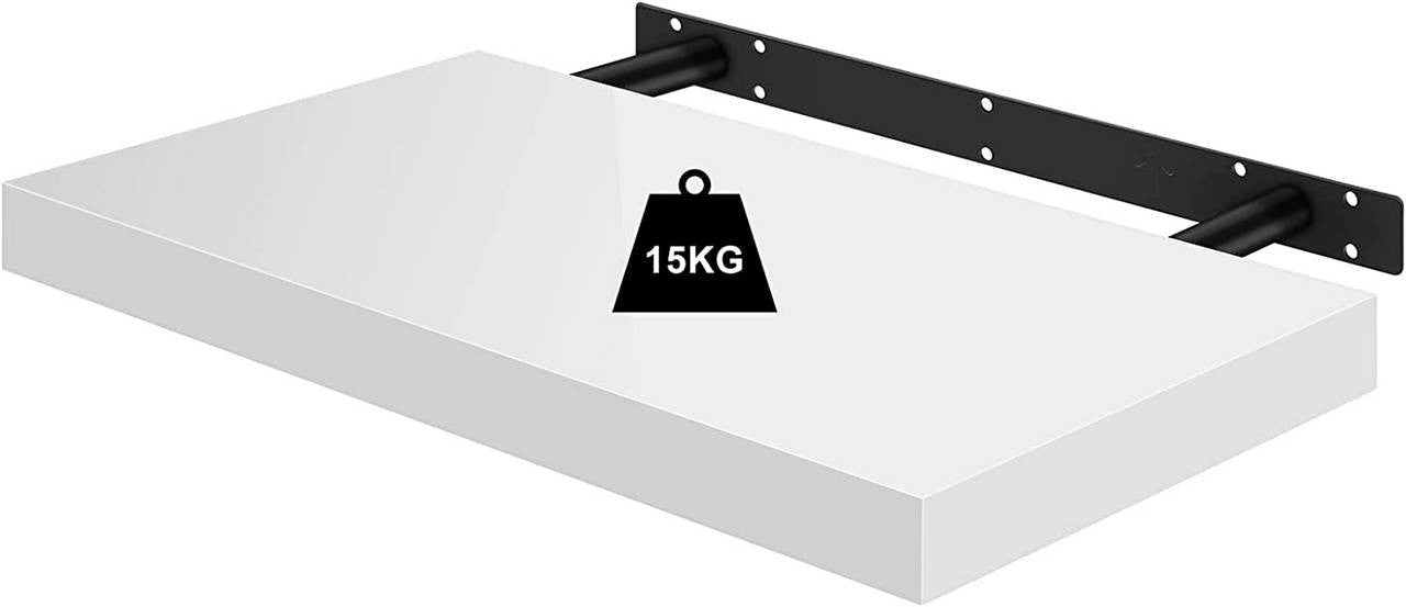 24goodz Floating Wall Shelf - Stylish and Versatile - MDF - For Home and Office - White 50x22.9x3.8cm - ws