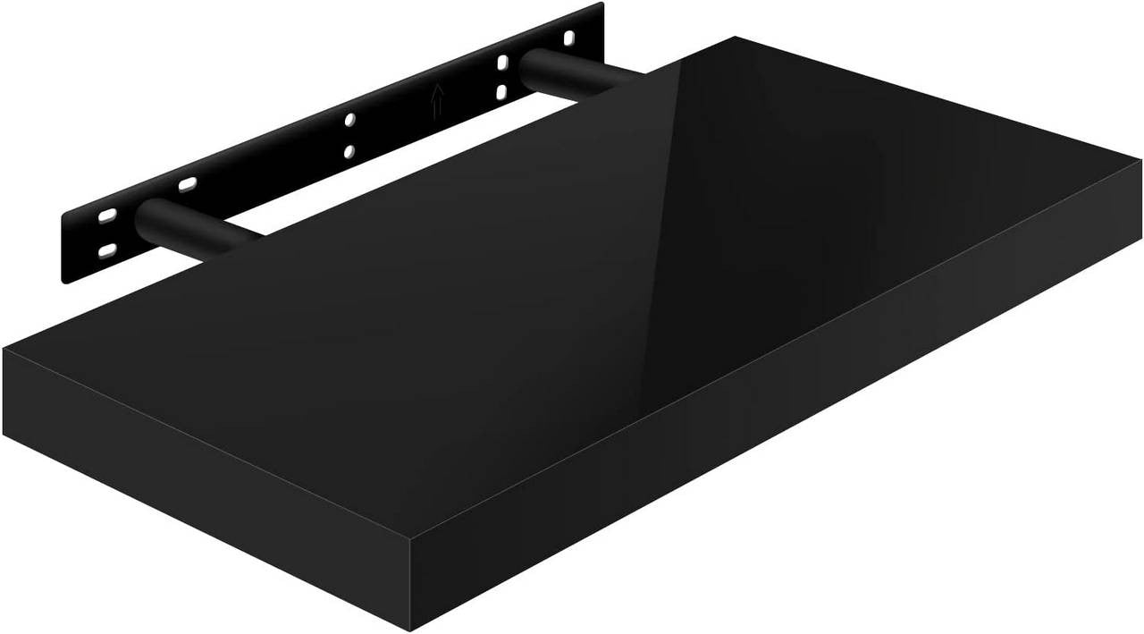 24goodz Floating Wall Shelf - Stylish and Versatile - MDF - For Home and Office - Black 50x22.9x3.8cm - sz