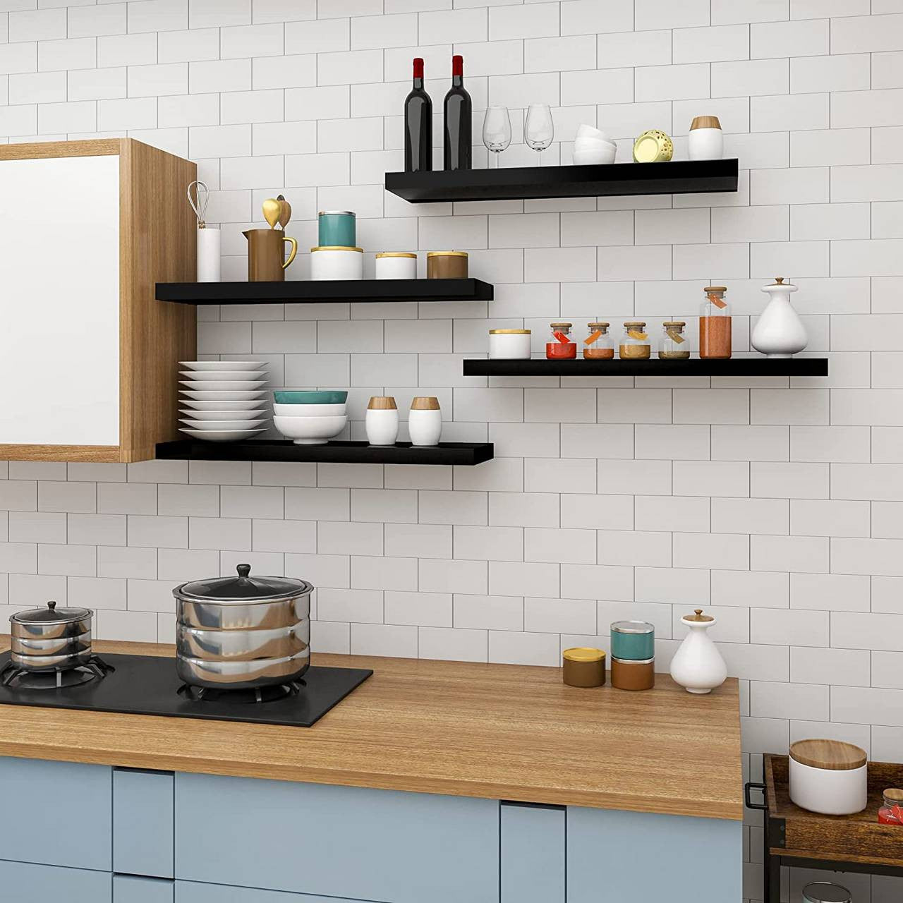 24goodz Floating Wall Shelf - Stylish and Versatile - MDF - For Home and Office - Black 50x22.9x3.8cm - sz