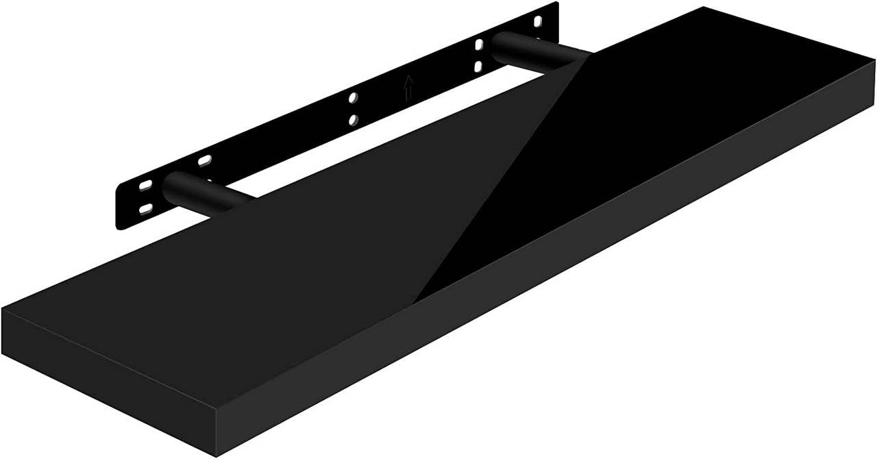 24goodz Floating Shelf - Elegant Design - Easy Installation - MDF - For Home & Office - Black 60x22.9x3.8cm - sz