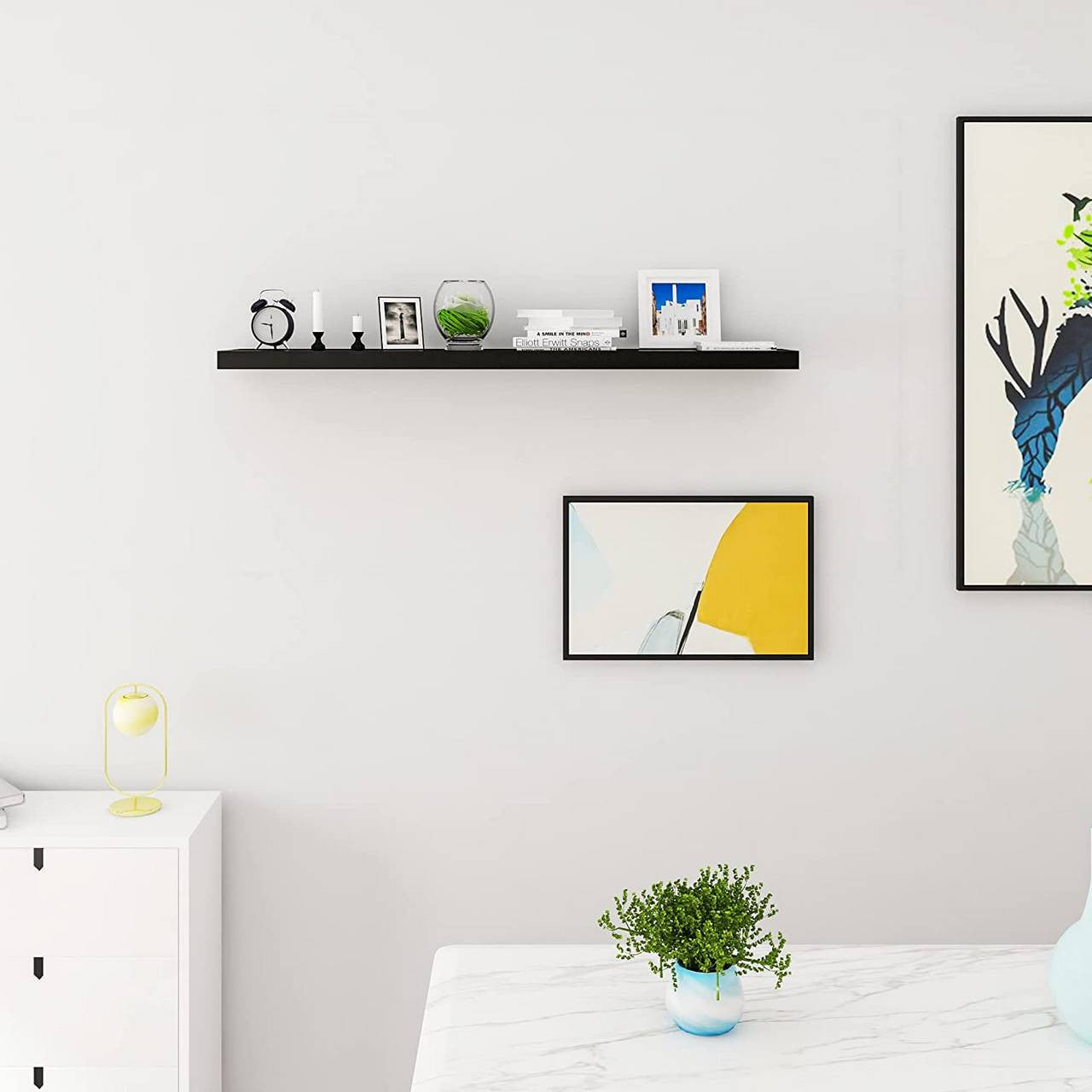 24goodz Floating Wall Shelf - Versatile Design - Easy Installation - MDF - Black - 70x22.9x3.8cm - sz