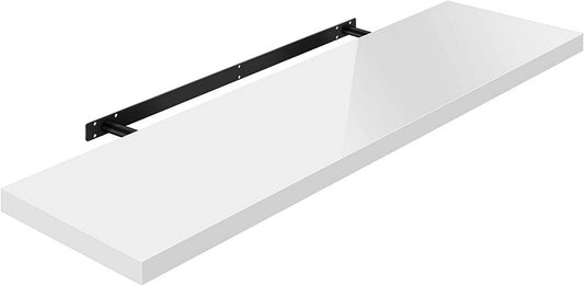 24goodz Floating Wall Shelf - Versatile Design - Easy Installation - MDF - For Home & Office - White - ws