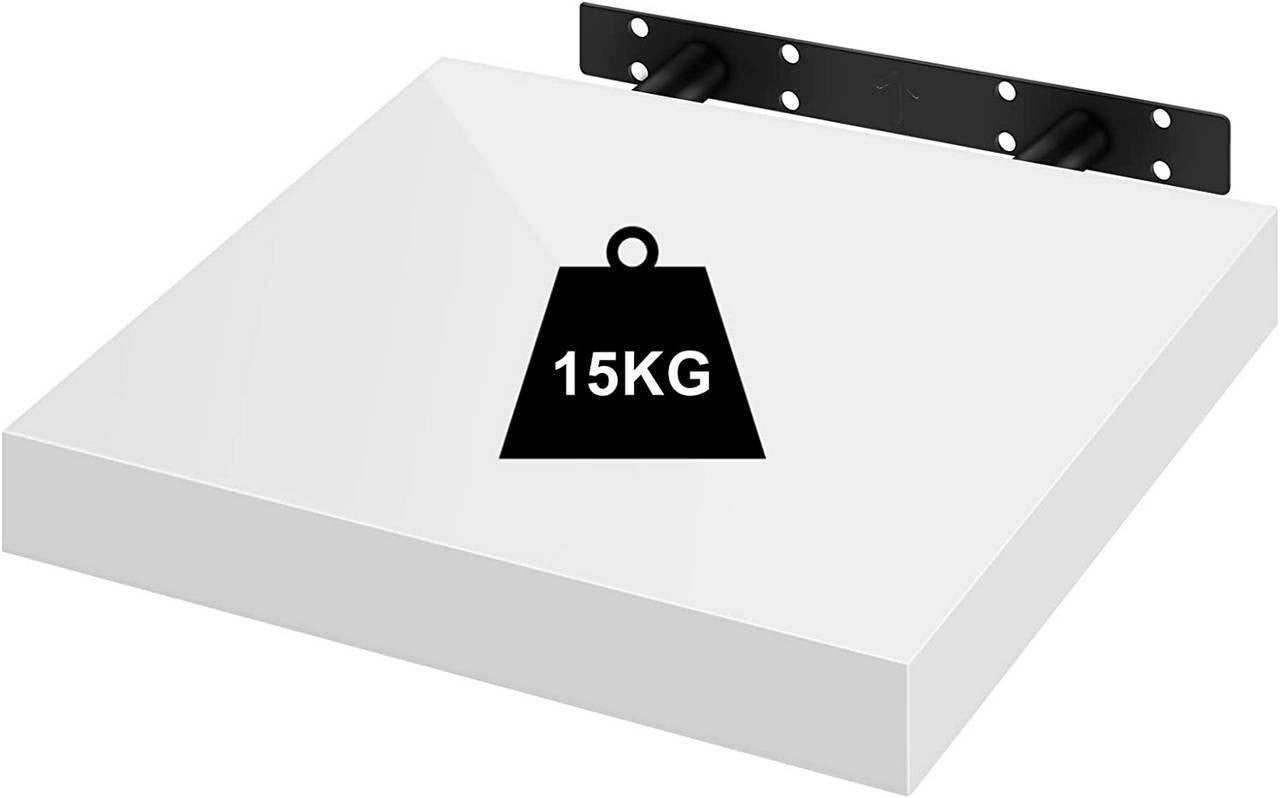 24goodz Floating Shelf - Elegant High-Gloss Finish - Versatile Use - MDF - For Home & Office - White - ws