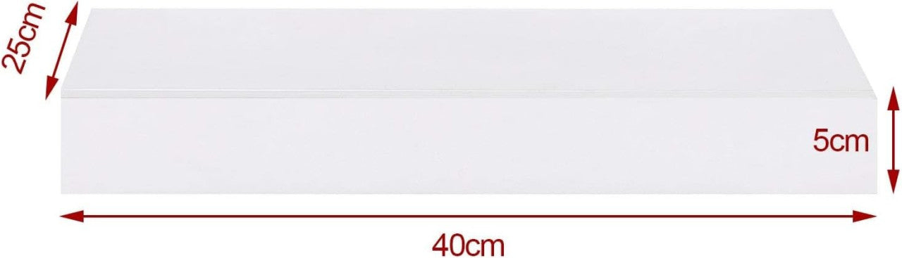 24goodz Floating Shelf with Drawer - Extra Storage Space - MDF - For Home and Living - White 40 x 25 cm - ws