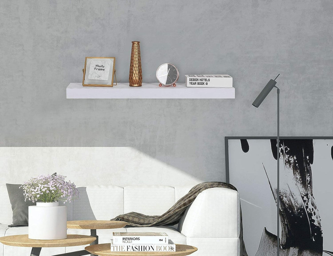 24goodz Wall Shelf with Drawer - Stylish and Functional - MDF - For Home Organization - White - 80 x 25 cm - ws