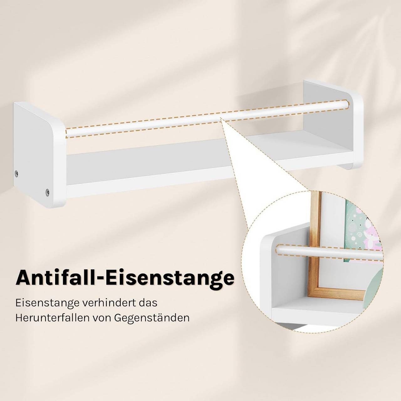 24goodz Set of 3 Wall Shelves - Sturdy and Safe Design - E1 Quality MDF and Metal - For Home Organization - White