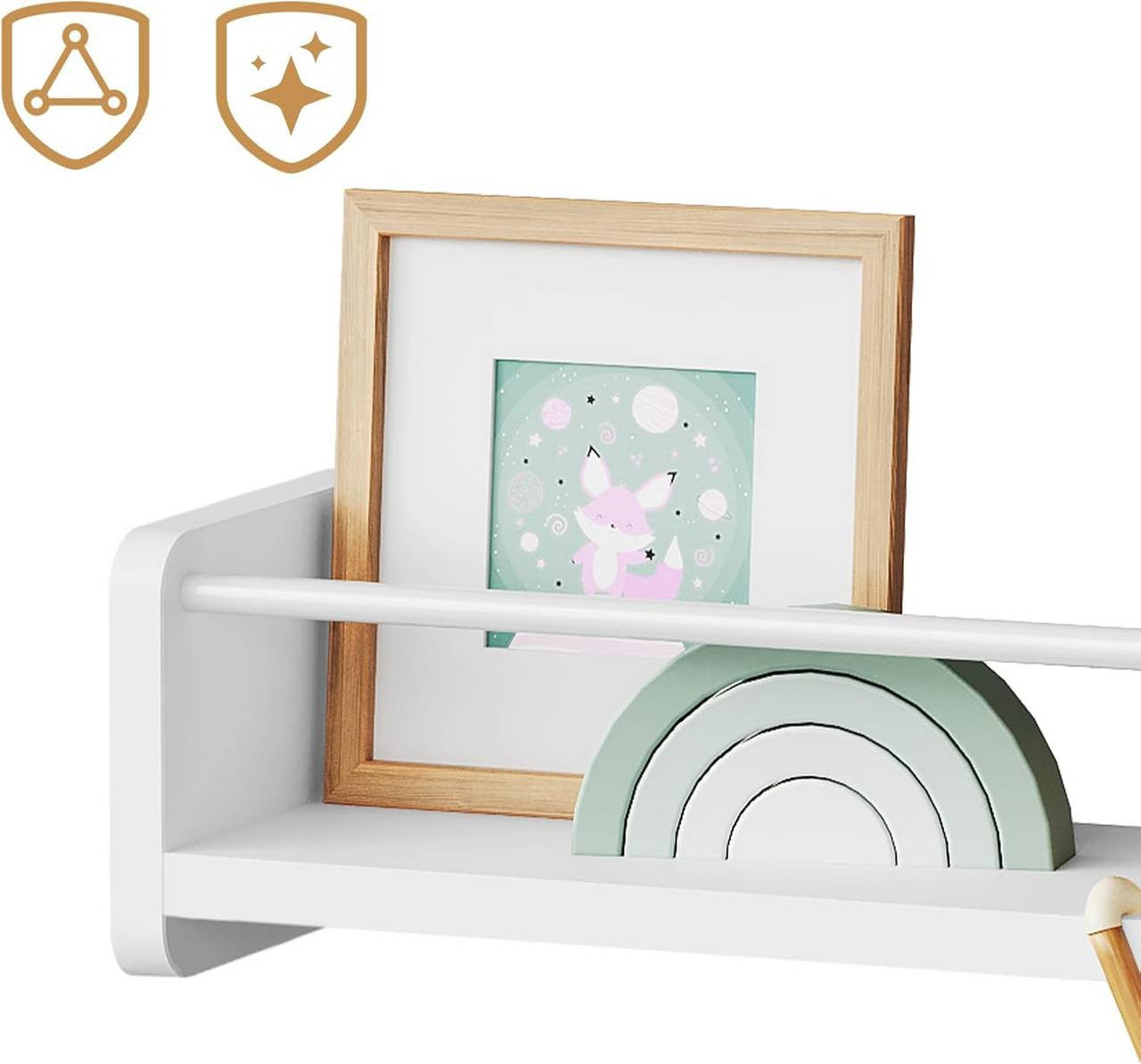 24goodz Set of 3 Wall Shelves - Sturdy and Safe Design - E1 Quality MDF and Metal - For Home Organization - White