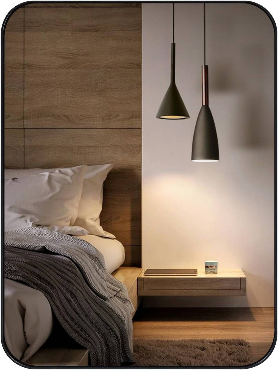 24goodz Wall Mirror with Metal Frame - Elegant Design - Break-Resistant Glass - Black - 40 x 30 cm