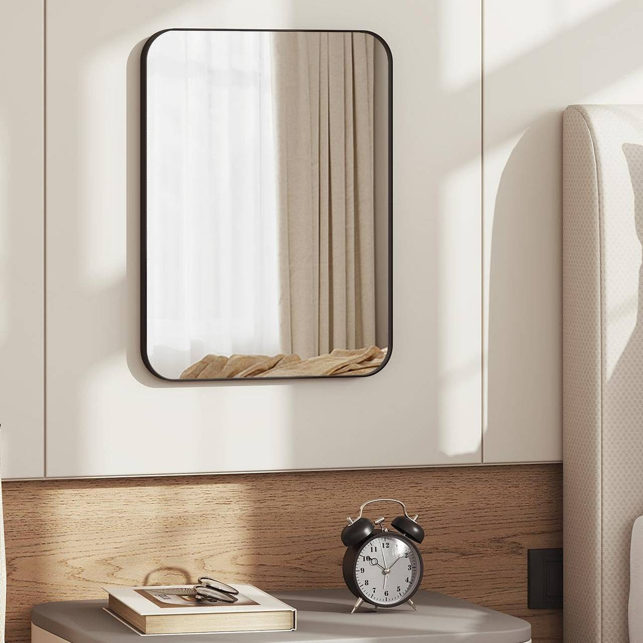 24goodz Wall Mirror with Metal Frame - Elegant Design - Break-Resistant Glass - Black - 40 x 30 cm