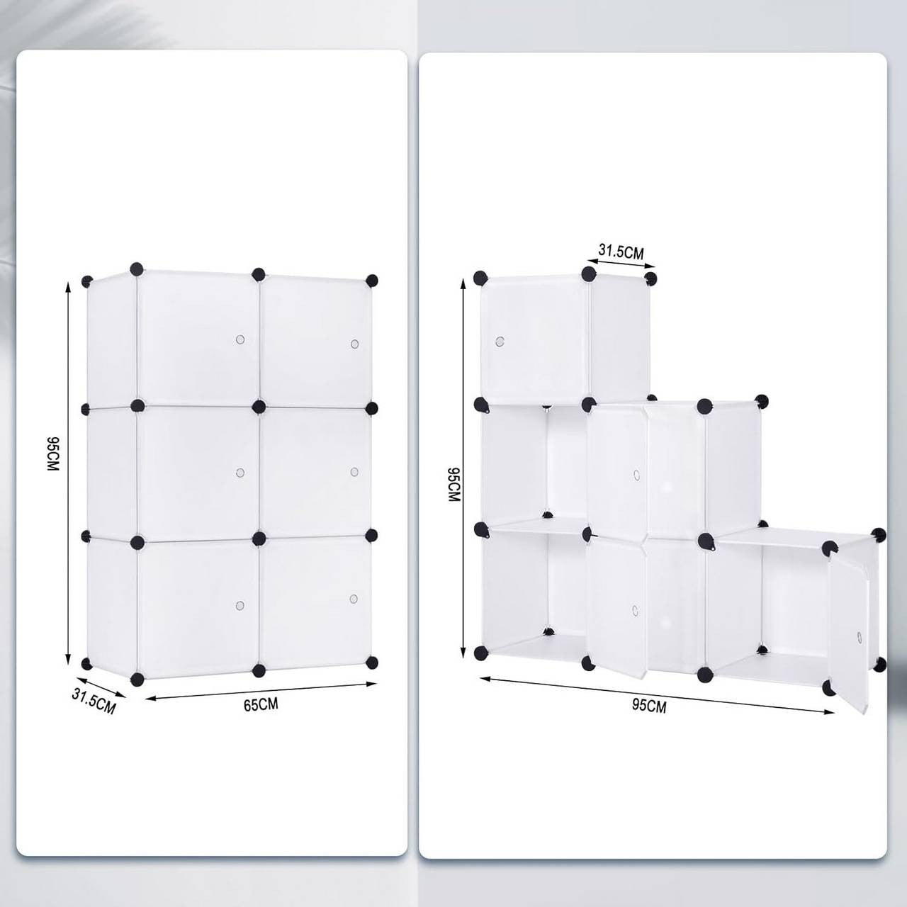 24goodz DIY Wardrobe Storage System - Versatile and Durable - PP Plastic and Steel - For Every Home - White - ws
