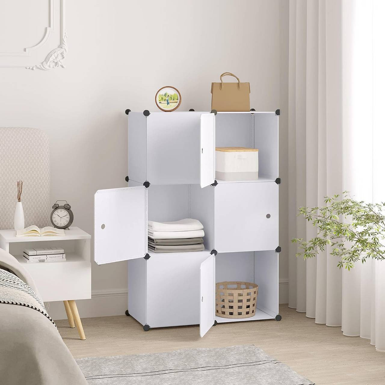 24goodz DIY Wardrobe Storage System - Versatile and Durable - PP Plastic and Steel - For Every Home - White - ws