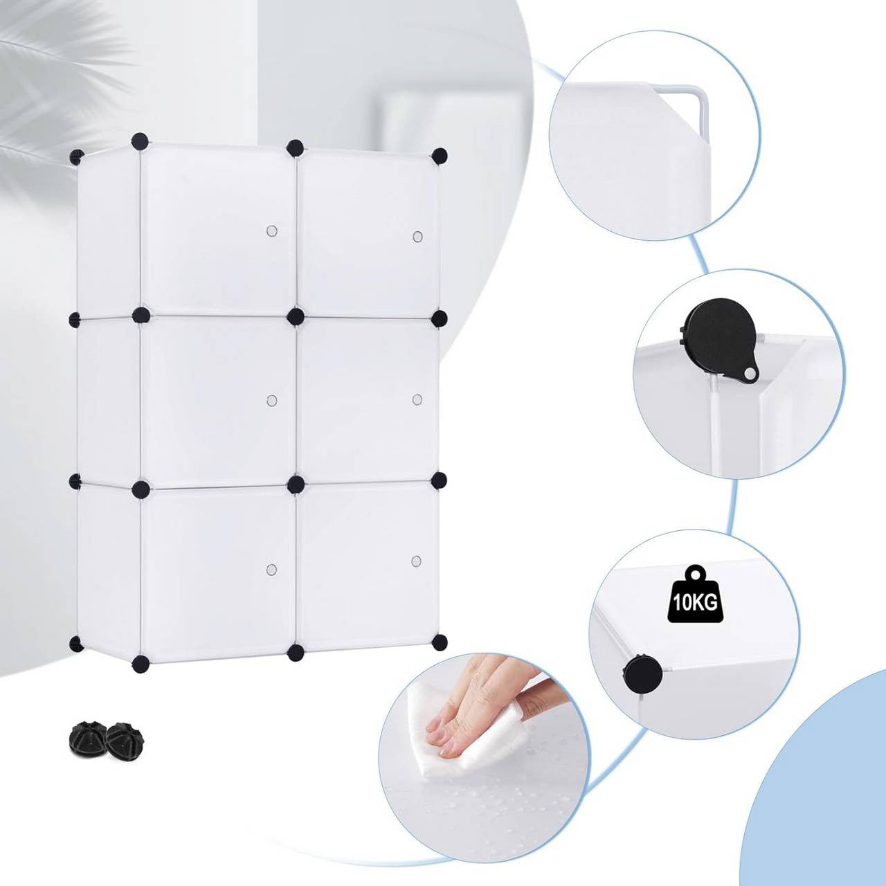 24goodz DIY Wardrobe Storage System - Versatile and Durable - PP Plastic and Steel - For Every Home - White - ws
