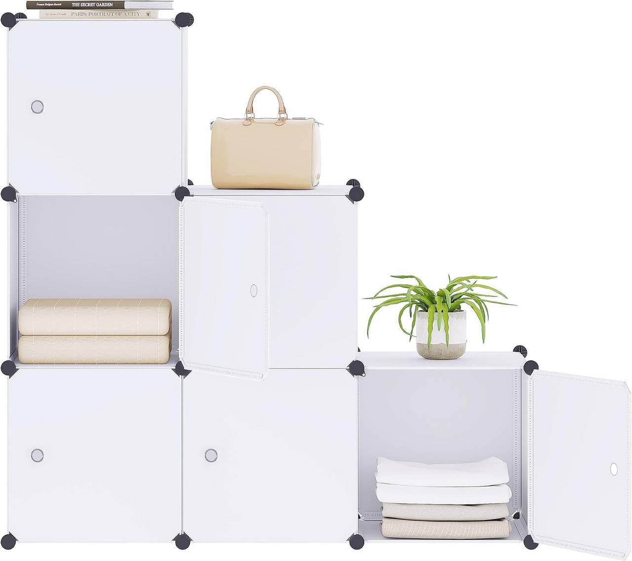 24goodz DIY Wardrobe Storage System - Versatile and Durable - PP Plastic and Steel - For Every Home - White - ws