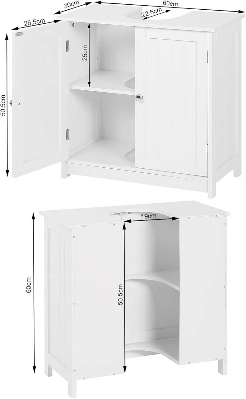 24goodz Undersink Cabinet - Stylish Storage Solution - High-Quality MDF - For Bathroom Organization - White - ws