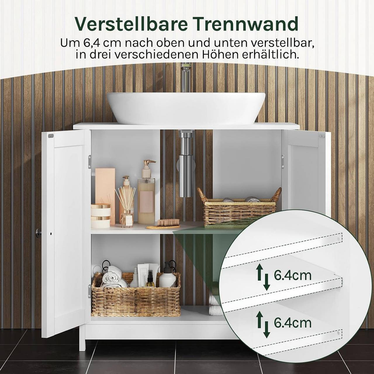 24goodz Under Sink Cabinet - Spacious Storage - Durable MDF - White - 60x60x30 cm
