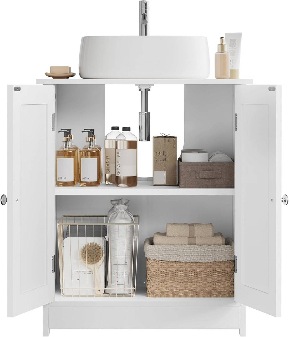 24goodz Compact Bathroom Cabinet - Space-Saving Storage Solution - MDF with UV Coating - For Small Bathrooms - White - 50 x 60 x 30 cm
