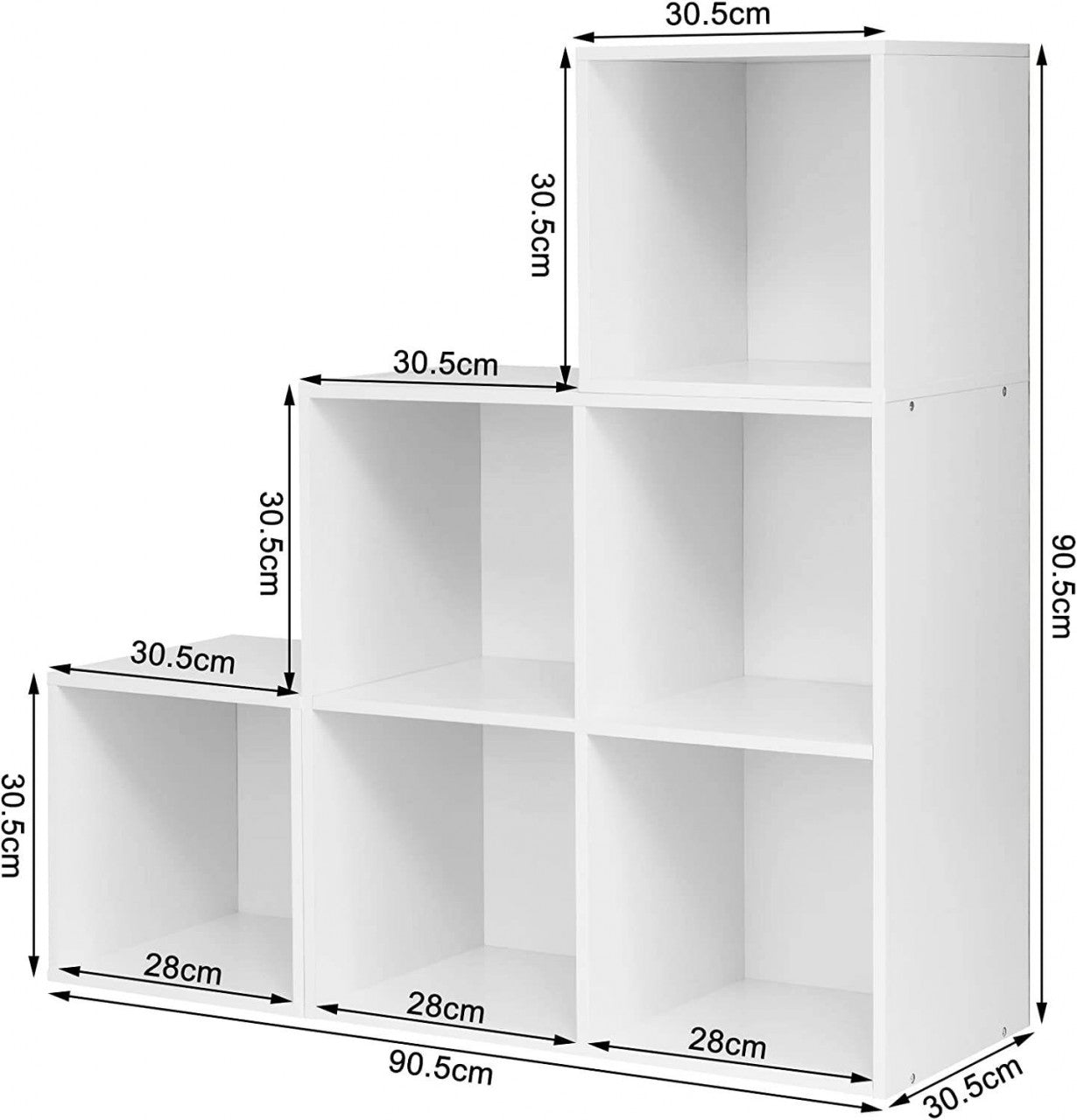 24goodz Stylish White Bookshelf - Flexible Storage Solution - E1 Standard Wood - For Home & Office - 90 x 90 x 30 cm - White - ws