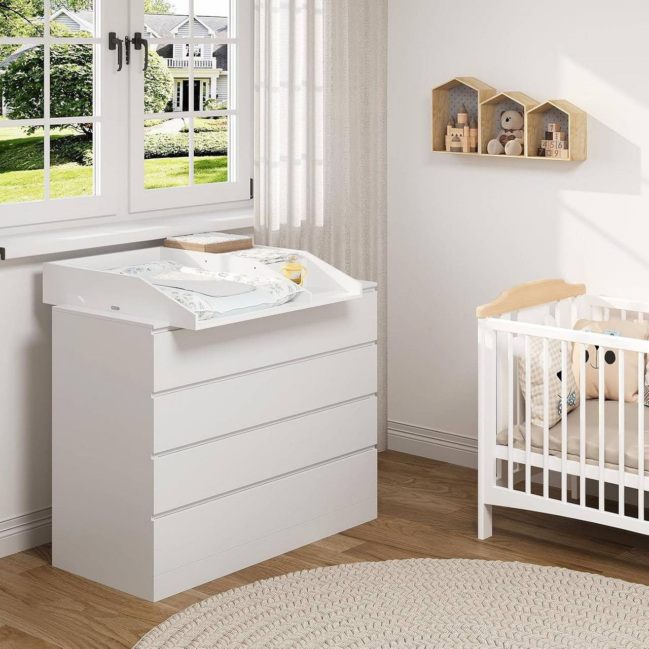 24goodz Changing Table Topper - Highly Adaptable - Safe and Secure - E1 MDF - For Babies - White