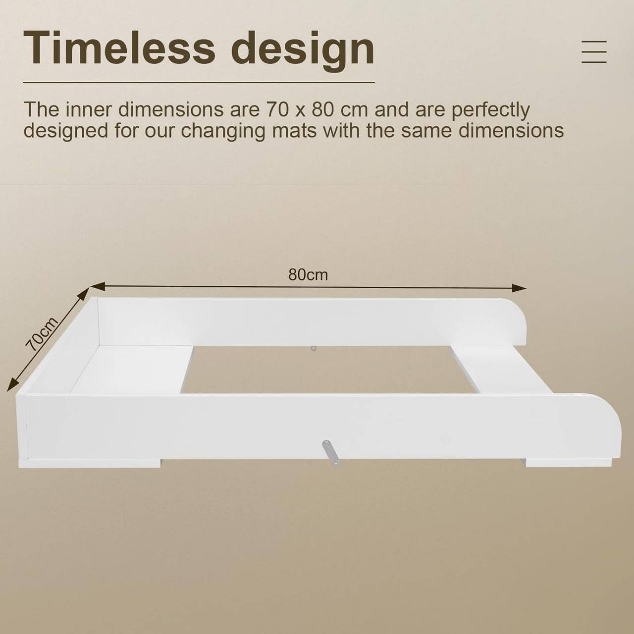 24goodz Changing Table Topper - Adjustable for Most Dressers - High-Quality MDF - For Parents - White