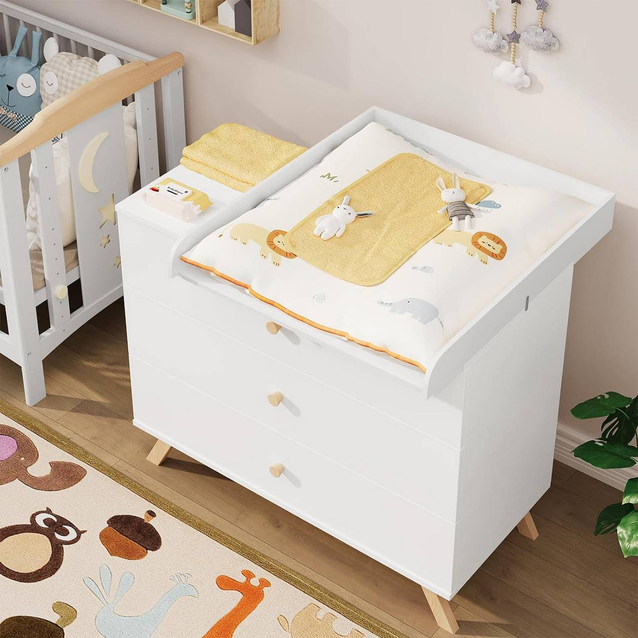 24goodz Changing Table Topper - Adjustable for Most Dressers - High-Quality MDF - For Parents - White