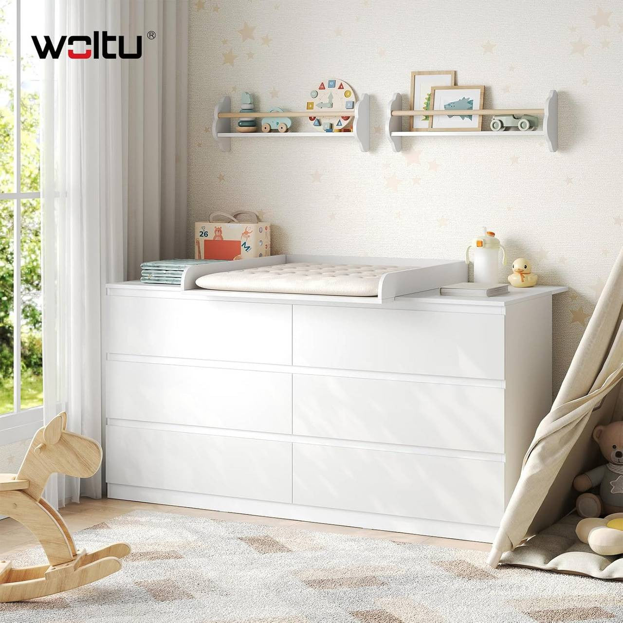 24goodz Changing Pad Table - Spacious and Comfortable Surface - High Protective Edges for Safety - E1-MDF - For Babies - White