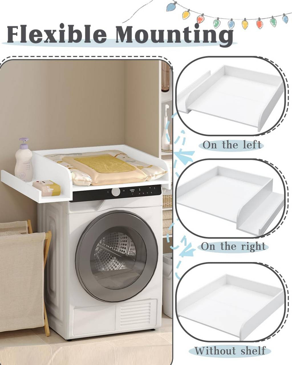 24goodz Changing Pad Attachment - Universal Fit for Convenience - Safe Material - White - 80 x 16.5 x 70 cm