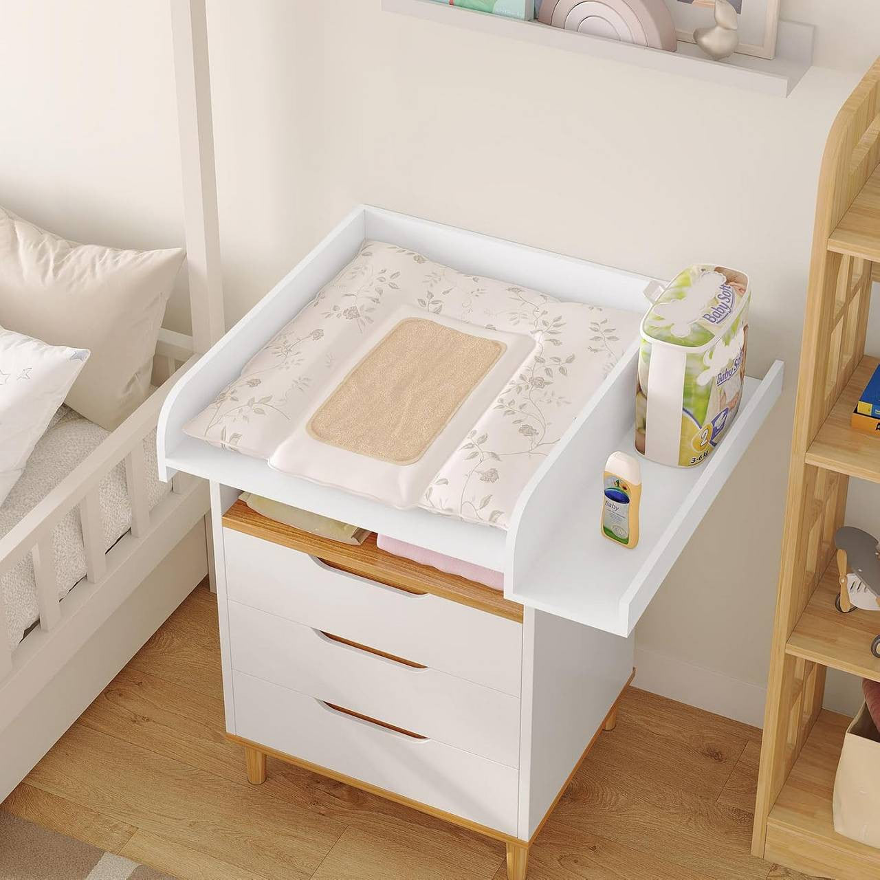 24goodz Changing Pad Attachment - Universal Fit for Convenience - Safe Material - White - 80 x 16.5 x 70 cm