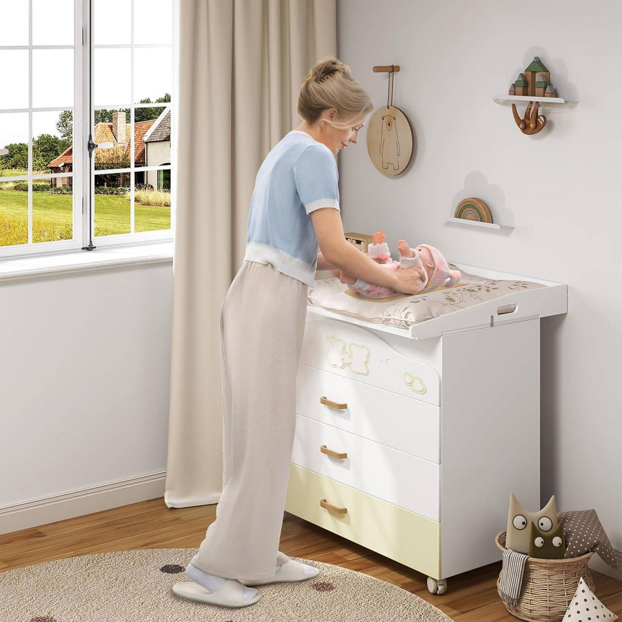 24goodz Universal Changing Topper - Safe Design with Side Walls - E1 MDF - For Babies - White 70x10x75 cm