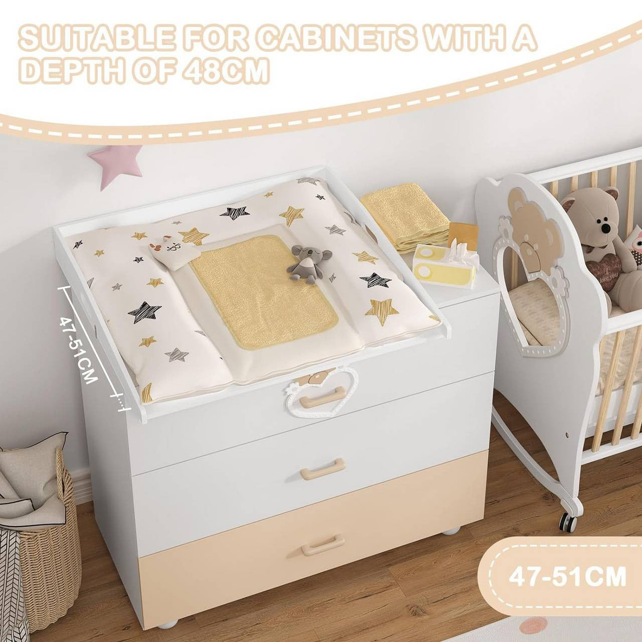 24goodz Universal Changing Topper - Safe Baby Changing Surface - MDF - For Parents - White