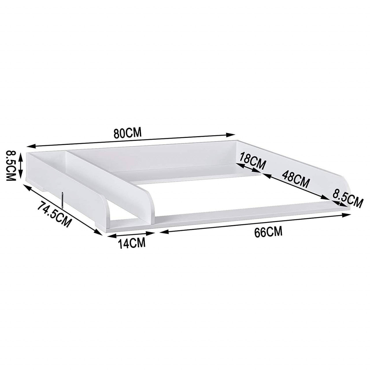 24goodz Changing Table Attachment - Universal Fit - Anti-Slip Design - MDF - For Babies - White