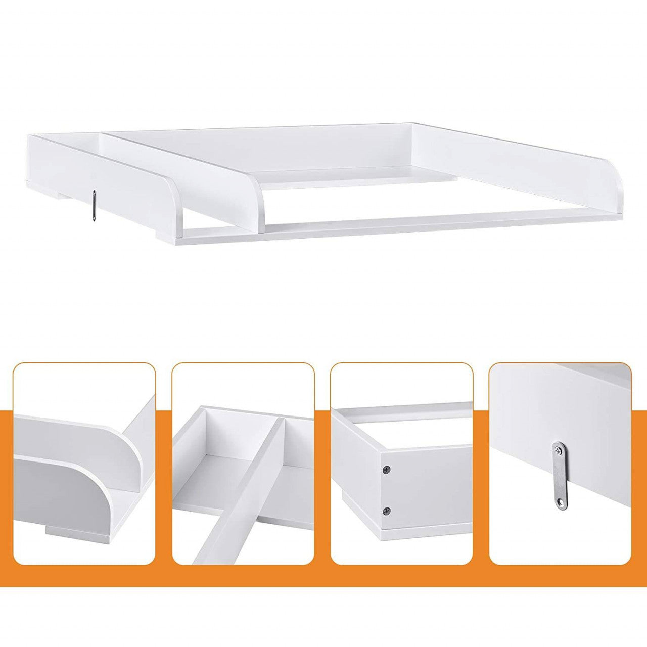 24goodz Changing Table Attachment - Universal Fit - Anti-Slip Design - MDF - For Babies - White